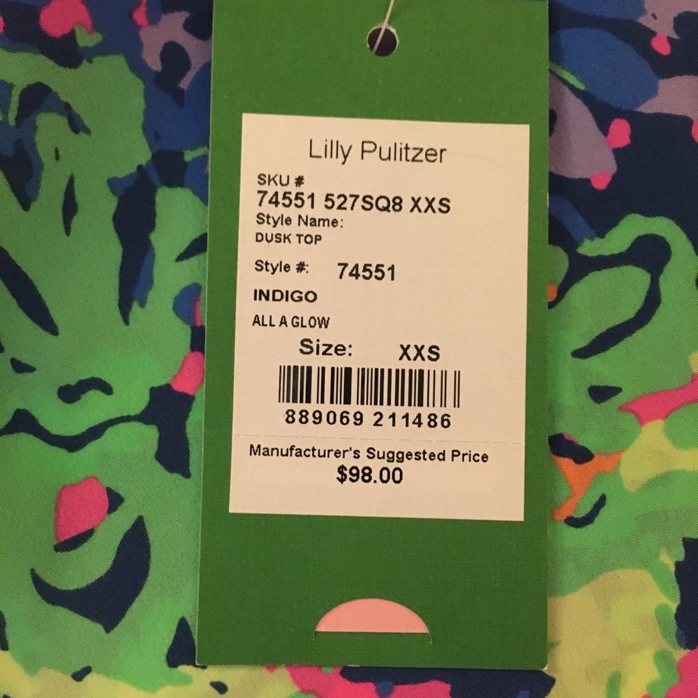 NWT Lilly Pulitzer Dusk Silk Racer Back Tank XXS - Picture 3 of 6
